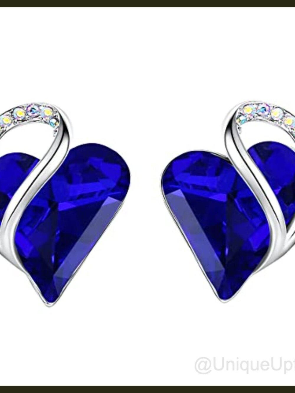 Silver Plated Crystal Heart Stud Earrings for Women Birthstone Gift